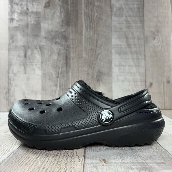 Crocs Classic Lined Clogs Little Kids PS Size 13 Slip On Shoes Sandals Black - Picture 6 of 11